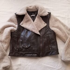 4/$20 Bdg Urban Outfitters Brown Biker Moto Sherpa Jacket